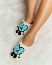 Melody Love Heart Print Plush Slippers