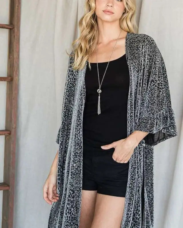 Metallic Animal Print Kimono