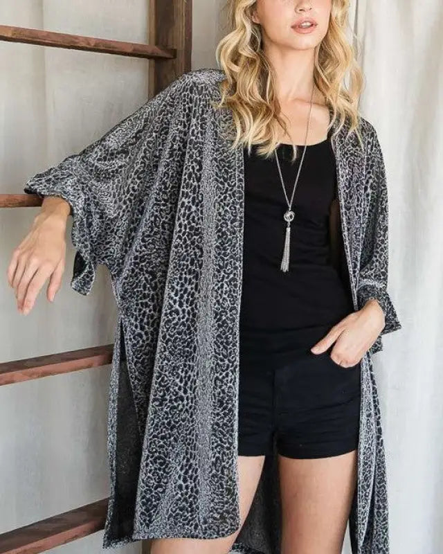 Metallic Animal Print Kimono