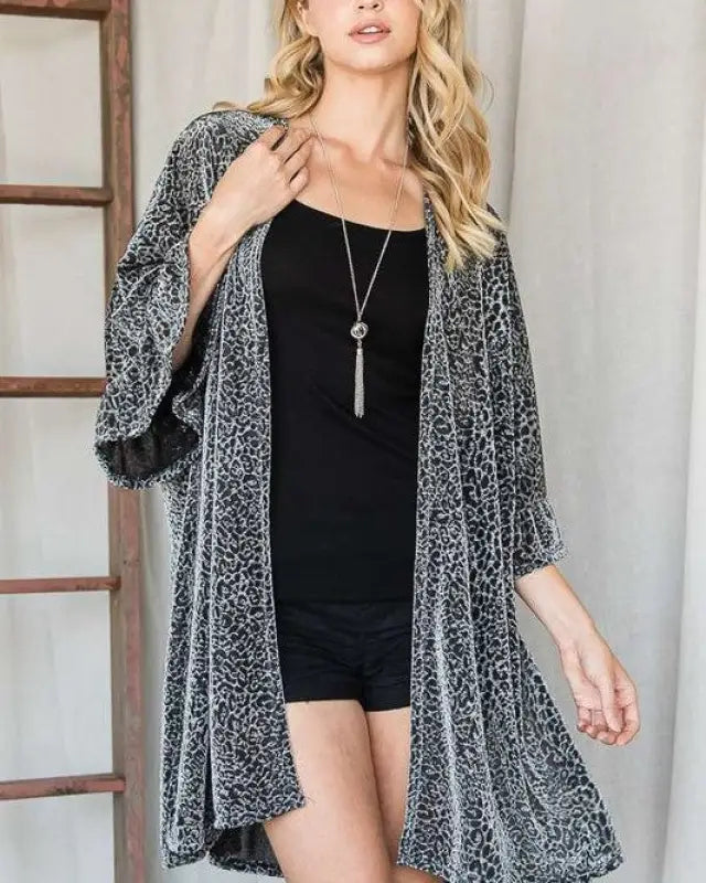 Metallic Animal Print Kimono