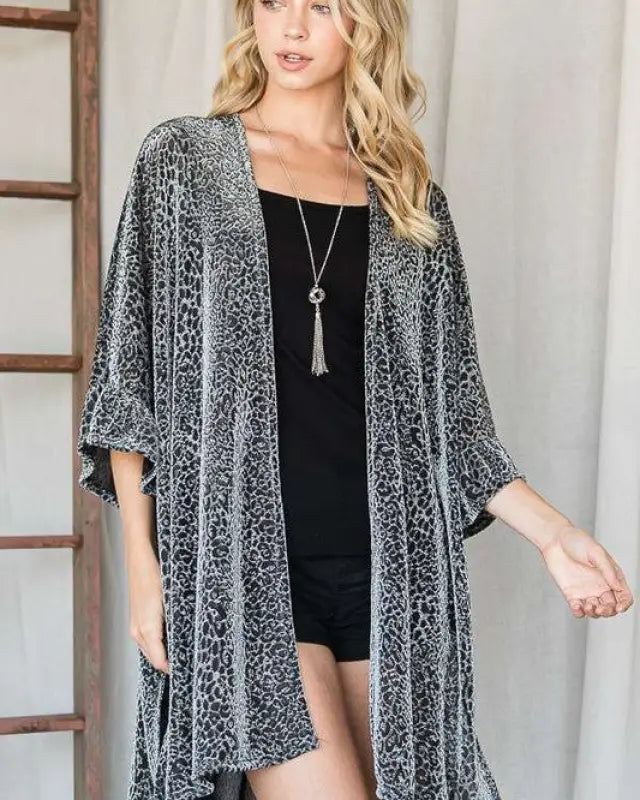 Metallic Animal Print Kimono