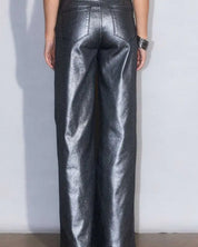 Metallic High Rise Wide Jeans