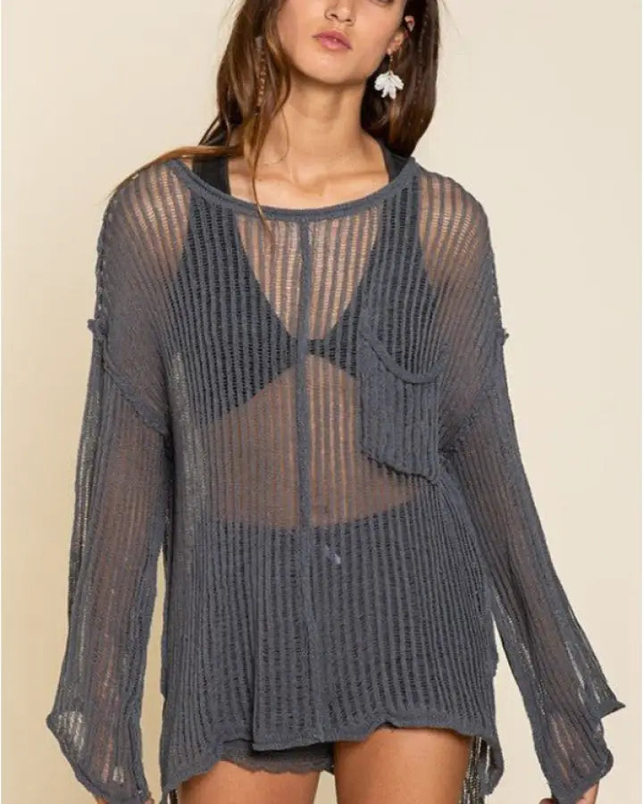 Micah Loose Fit See-Through Boat Sweater