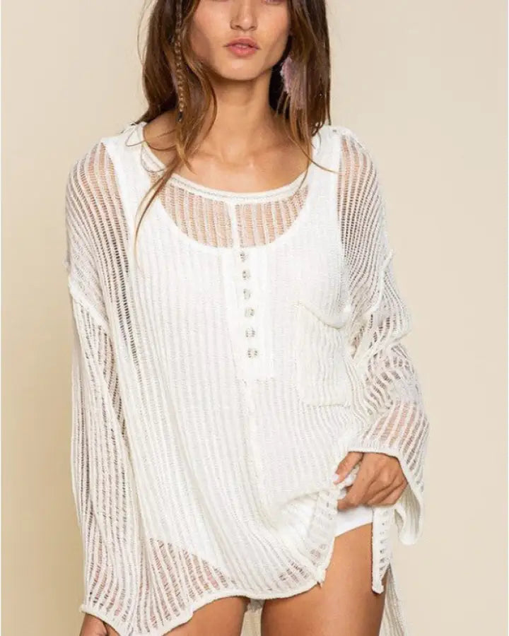 Micah Loose Fit See-Through Boat Sweater