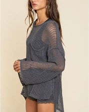 Micah Loose Fit See-Through Boat Sweater