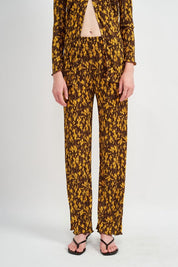 MICRO PLEAT LOUNGE PRINTED PANTS - BROWN / S