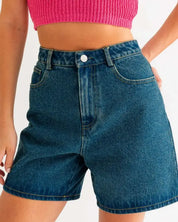 Mid-Length Denim Shorts