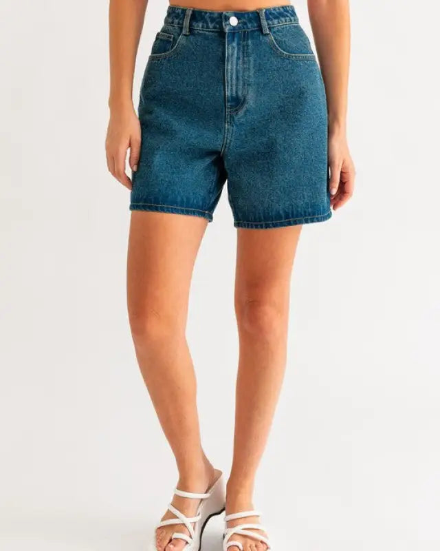 Mid-Length Denim Shorts