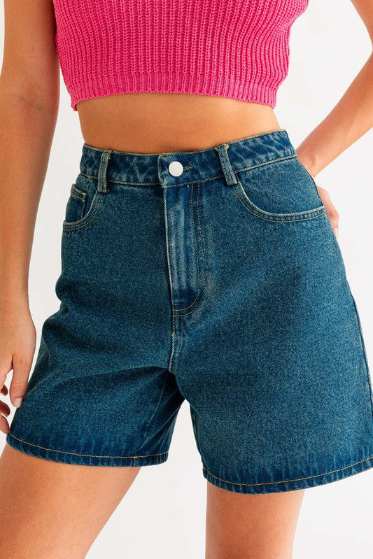 Mid-Length Denim Shorts