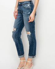 Mid-Rise Boyfriend Cuffed Jeans