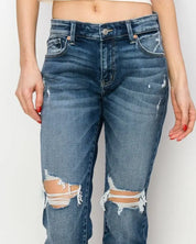 Mid-Rise Boyfriend Cuffed Jeans