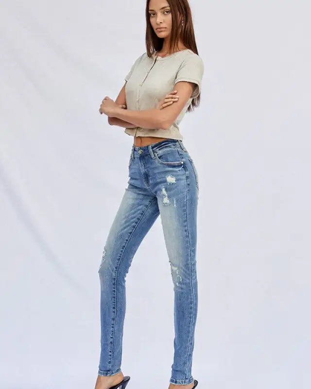 MID RISE FULL SKINNY JEANS