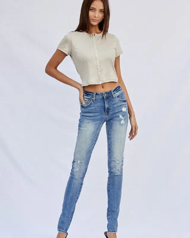 MID RISE FULL SKINNY JEANS - MEDIUM