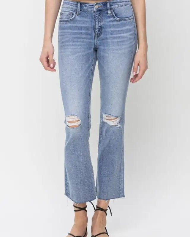 Mid Rise Kick Flare Jeans