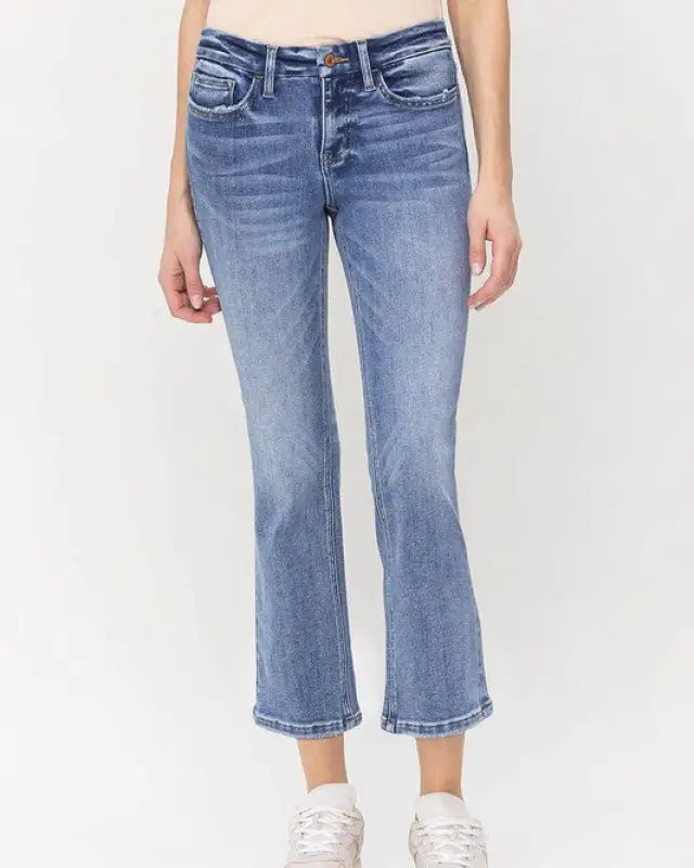 Mid Rise Kick Flare Jeans