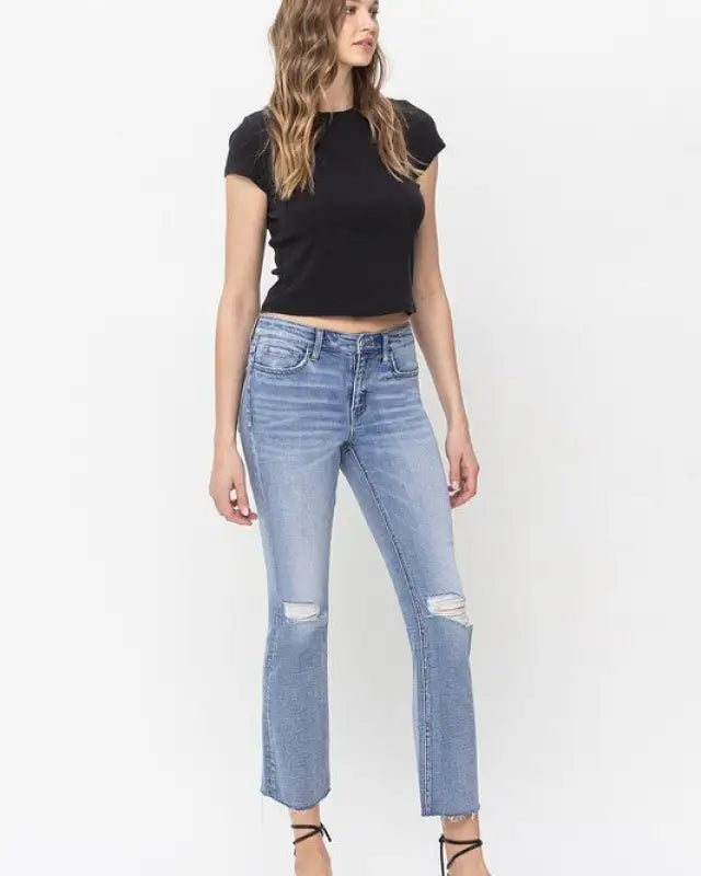 Mid Rise Kick Flare Jeans