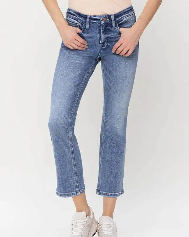 Mid Rise Kick Flare Jeans