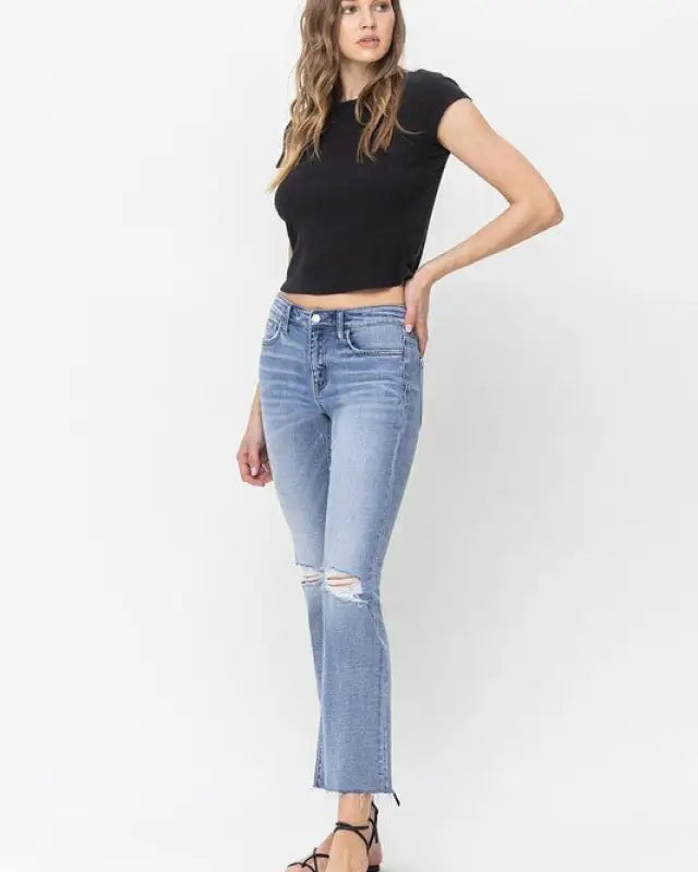 Mid Rise Kick Flare Jeans