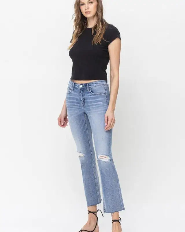 Mid Rise Kick Flare Jeans