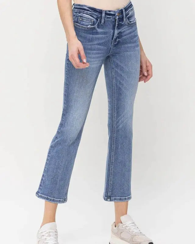 Mid Rise Kick Flare Jeans