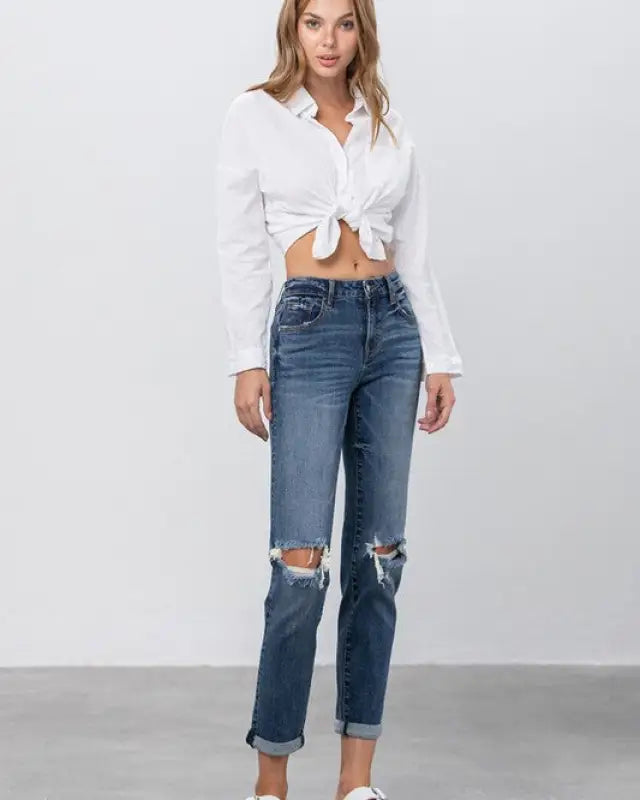 MID - RISE SLIM BOYFRIEND JEANS