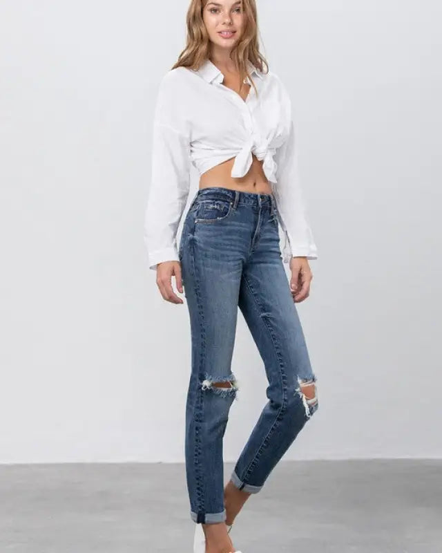 MID - RISE SLIM BOYFRIEND JEANS