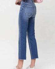 Mid - Rise Straight Crop Jeans