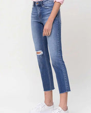 Mid - Rise Straight Crop Jeans