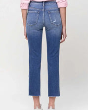 Mid - Rise Straight Crop Jeans