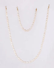 Mid-sized natural pearl bracelet necklace set - Pearl / M