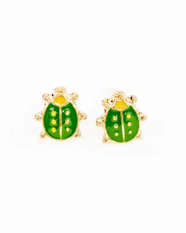 Mini Beetle Stud Earrings - Green / OS