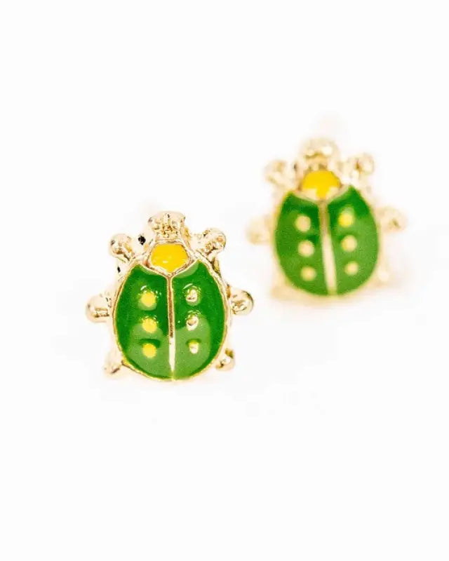 Mini Beetle Stud Earrings - Green / OS