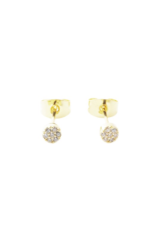 Mini Circle Crystal Stud Earrings - Gold / One Size