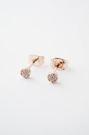 Mini Circle Crystal Stud Earrings - Rose Gold / One Size