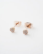 Mini Circle Crystal Stud Earrings - Rose Gold / One Size