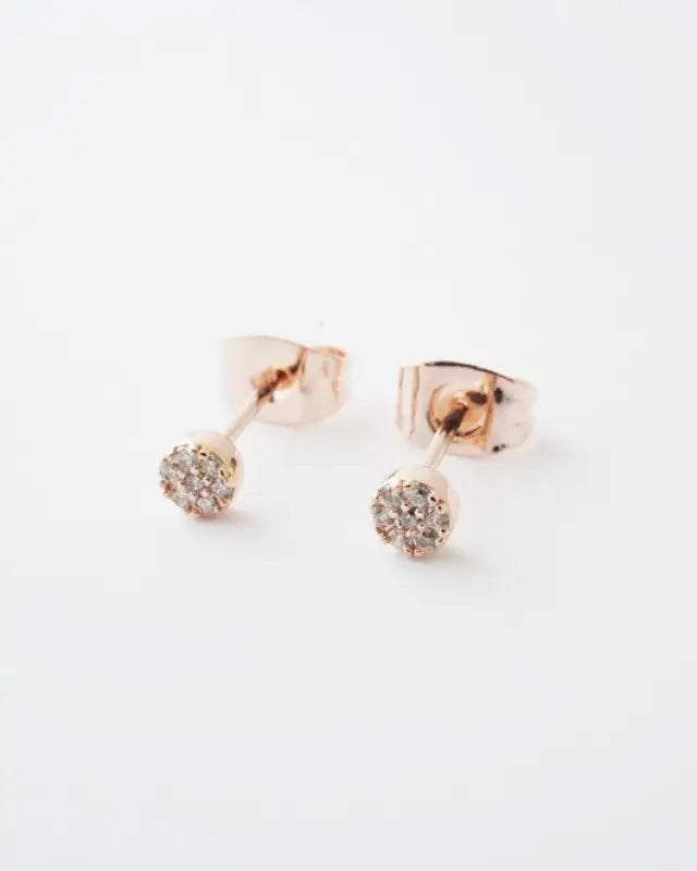 Mini Circle Crystal Stud Earrings - Rose Gold / One Size