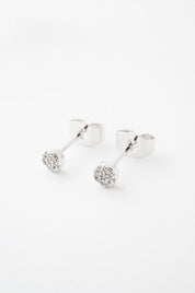 Mini Circle Crystal Stud Earrings - Silver / One Size