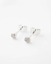 Mini Circle Crystal Stud Earrings - Silver / One Size