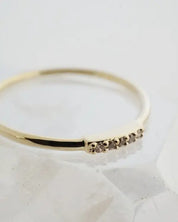 Mini Crystal Row Ring - Gold-5 / 3