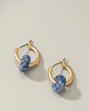 Mini hoop earrings with donut shape natural stone - Blue Lapis / One Size - Rings