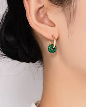 Mini hoop earrings with donut shape natural stone - Rings