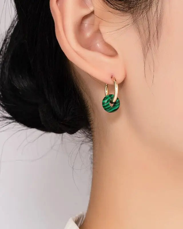 Mini hoop earrings with donut shape natural stone - Rings