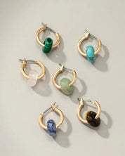 Mini hoop earrings with donut shape natural stone - Rings