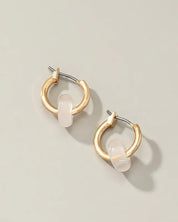 Mini hoop earrings with donut shape natural stone - Rose Quartz / One Size - Rings