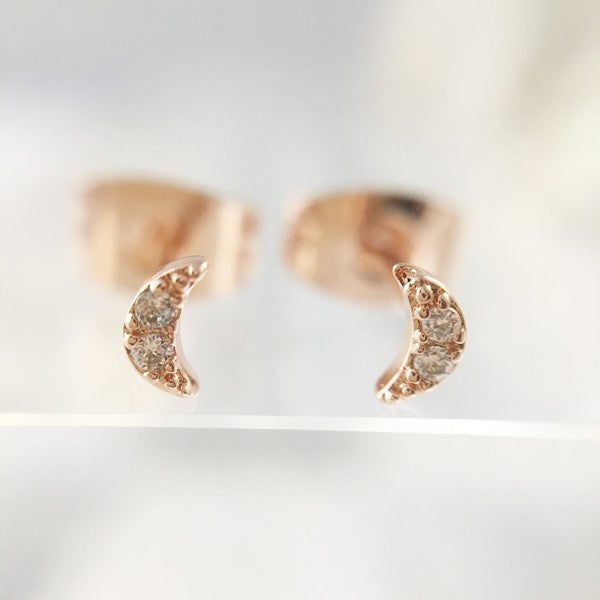 Mini Moon Crystal Stud Earrings