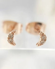 Mini Moon Crystal Stud Earrings