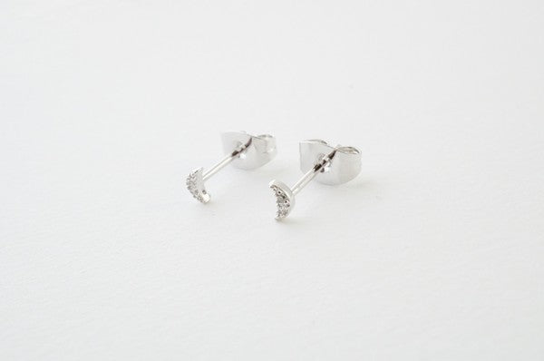 Mini Moon Crystal Stud Earrings