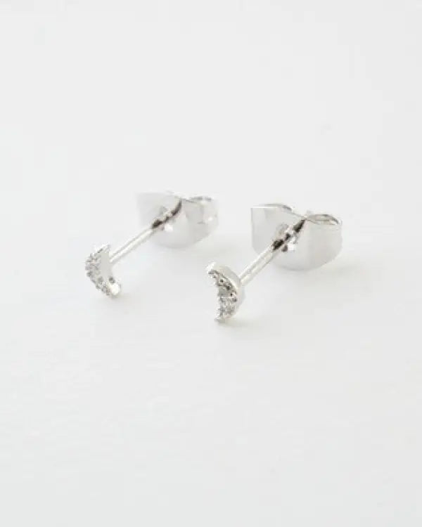 Mini Moon Crystal Stud Earrings