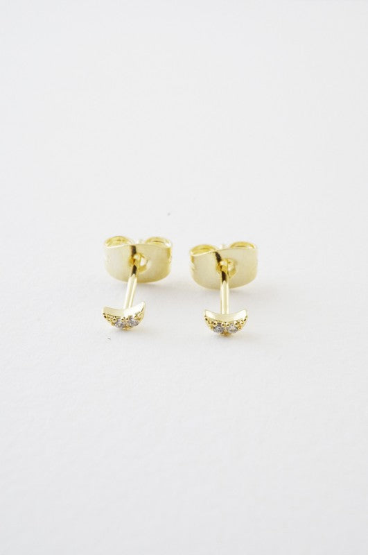 Mini Moon Crystal Stud Earrings