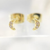 Mini Moon Crystal Stud Earrings